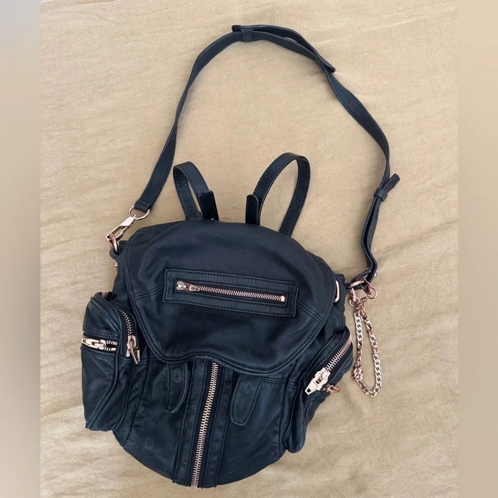 alexander wang black leather backpack rosegold Lambskin Marti Washed Rose Gold Hardware 1816644 Made of black ALEXANDER WANG Prisma Skeletal black